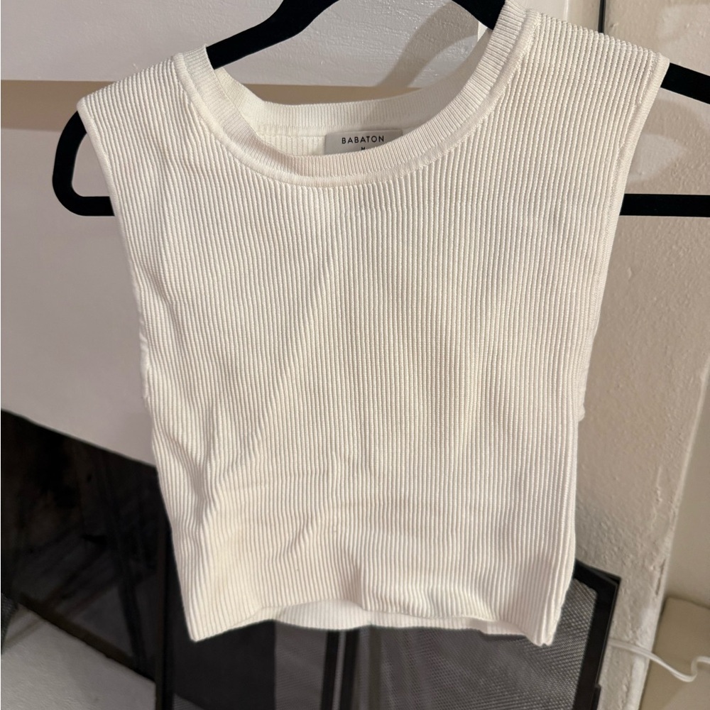 Babaton Cream Ribbed Tank Top